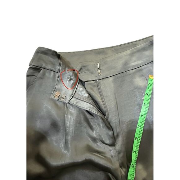 Line and dot Wide-Leg Gray Satin like Dress Pants High Waist & Pleats S - Picture 9 of 12